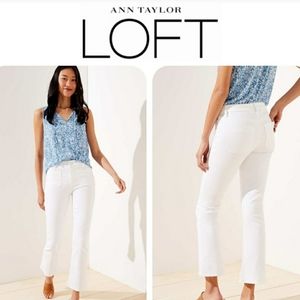 NWT LOFT WHITE HIGH WAIST FLARE CROP JEANS